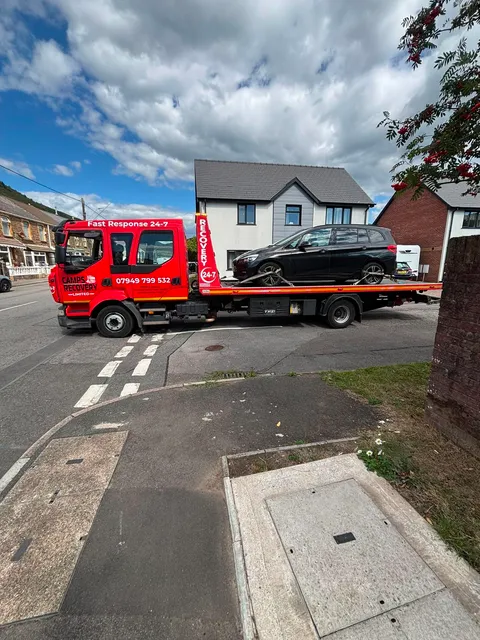 Black MPV recovered on the Camps Recovery flatbed